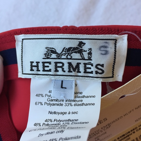 Hermes Atlantic Embossed H-Lift Neoprene Red Cap Hat New With Tag Size Large - Picture 3 of 16